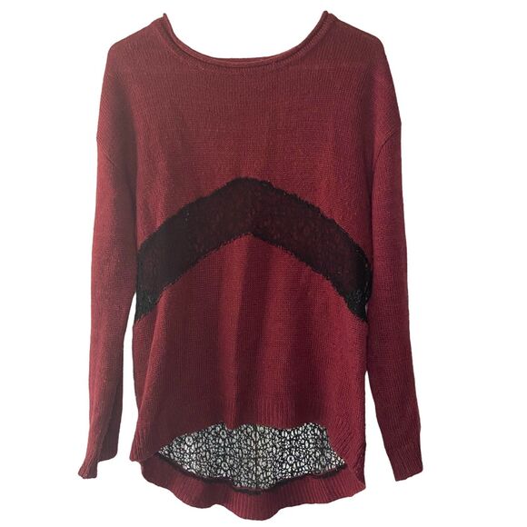 Tobi Maroon Oversized Sweater With Black Mesh | Size Sm/P Boyfriend Sweater - Picture 1 of 5